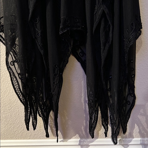 Elegant Black Sheer Dress with Lace Detail - Picture 9 of 16